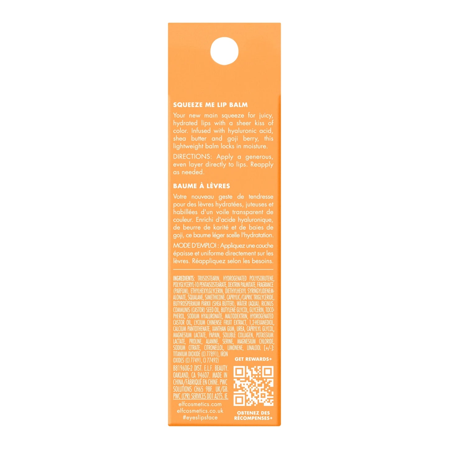 E.L.F. Squeeze Me Lip Balm in Juicy Peach - Hydrating Sheer Tint for Soft, Nourished Lips (0.21 Oz)