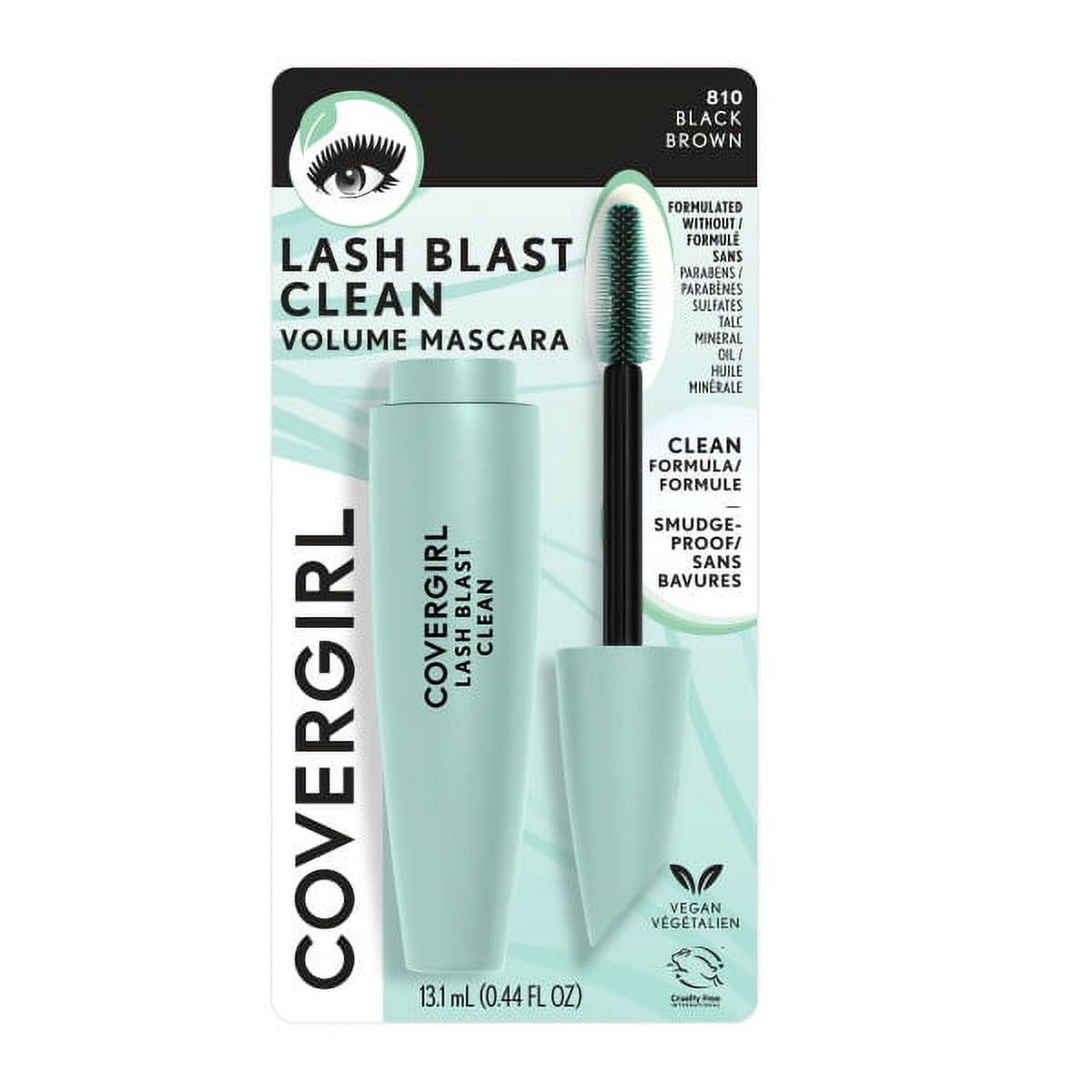 Lash Blast Clean Vegan Mascara, Black Brown, 0.44 Oz, Mascara, Black Brown Mascara, Mascara for Volume, Volume Mascara, Sweat-Proof, Smudge-Proof, Long Lasting