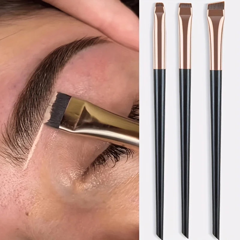 3Pcs Makeup Brush Set,Blade Eyeliner Brush Fine Oblique Head Eyebrow Brush Outline Eyeliner Ultra-Thin Eye Shadow Brush Makeup B