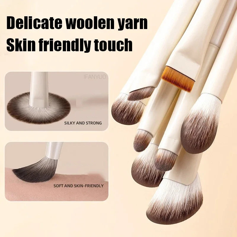 Ultimate 5/6/8/10-Piece Ultra Soft White Eyeshadow Brush Set for Flawless Eye Makeup
