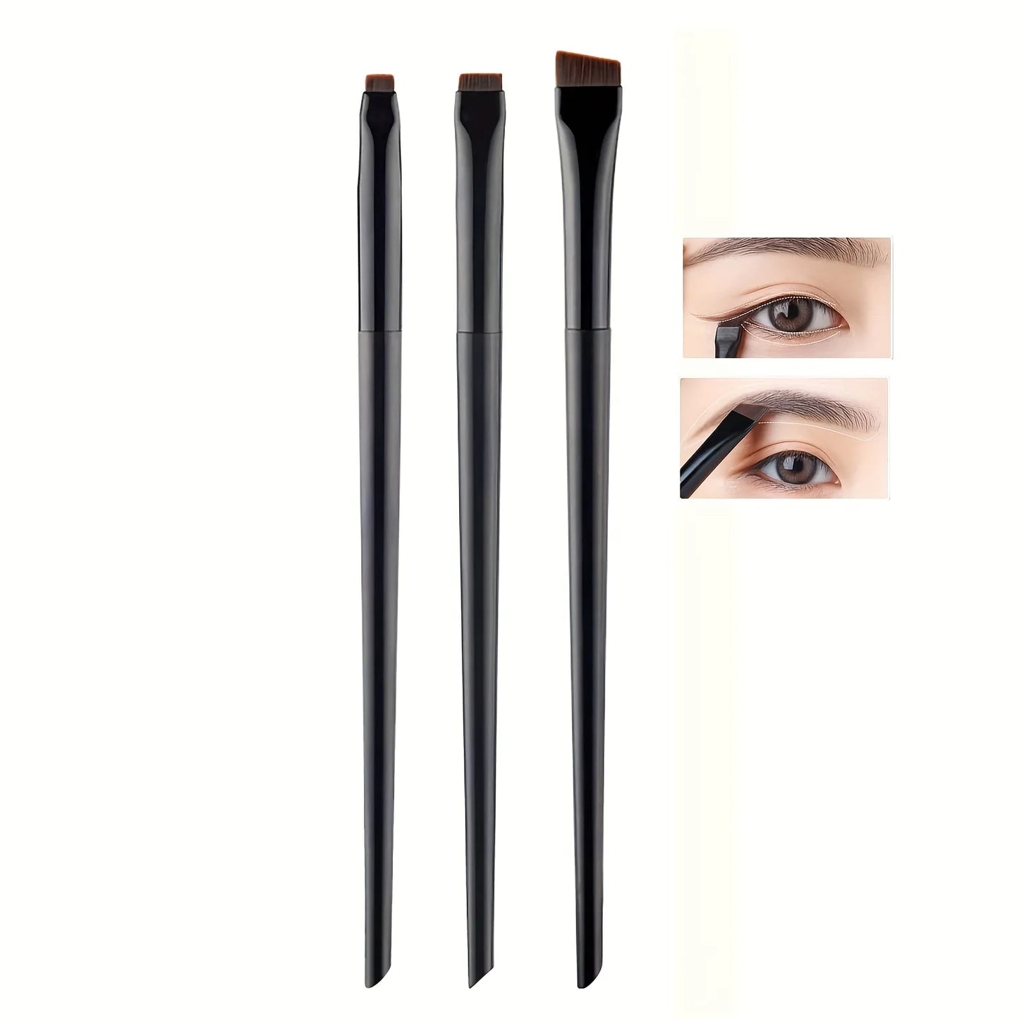 3Pcs Makeup Brush Set,Blade Eyeliner Brush Fine Oblique Head Eyebrow Brush Outline Eyeliner Ultra-Thin Eye Shadow Brush Makeup B