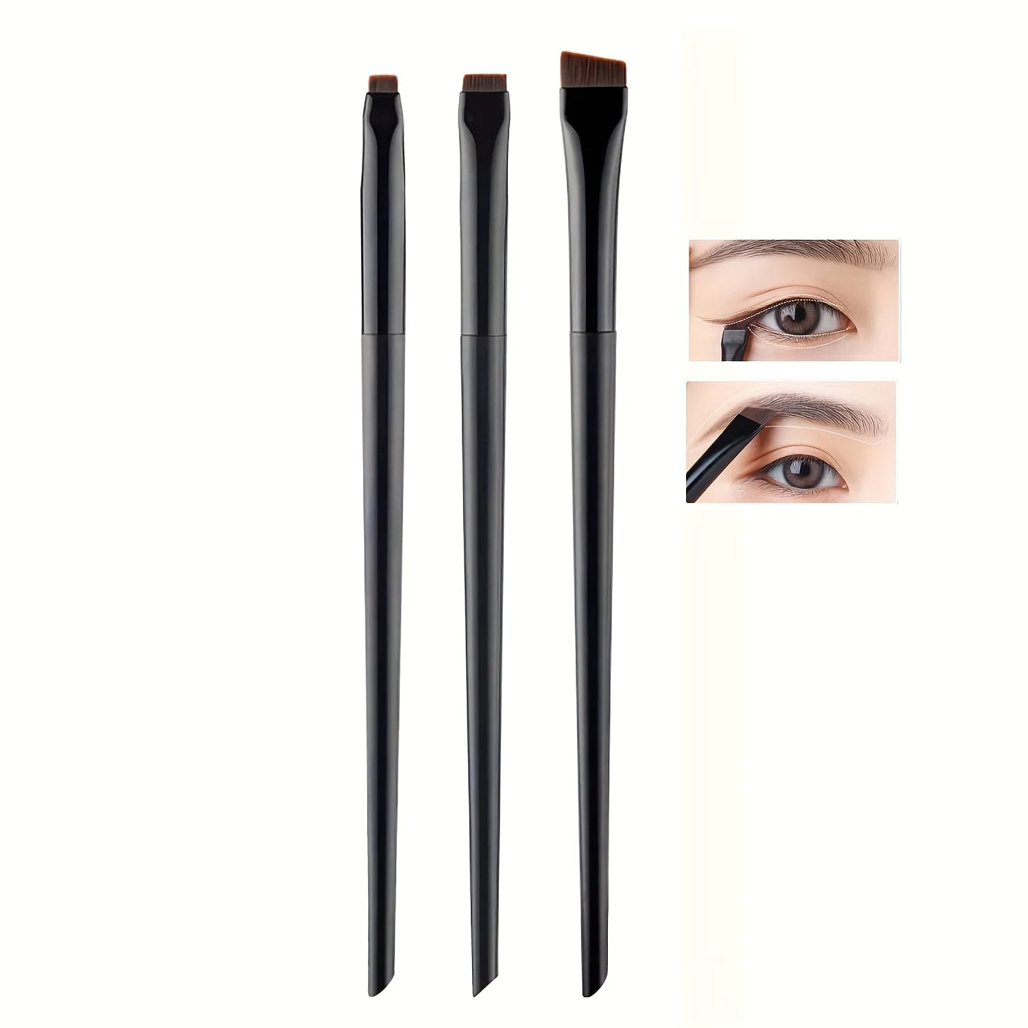 3Pcs Makeup Brush Set,Blade Eyeliner Brush Fine Oblique Head Eyebrow Brush Outline Eyeliner Ultra-Thin Eye Shadow Brush Makeup B