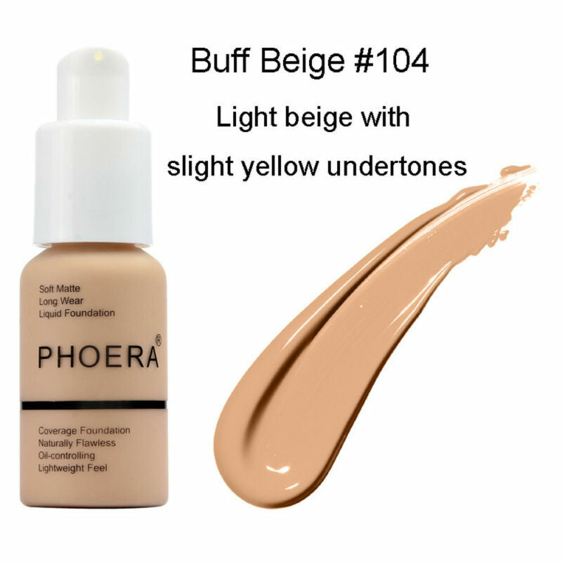 Experience Flawless Skin with PHOERA Full Coverage Foundation - Brighten and Long-Lasting Finish in Your Perfect Shade
