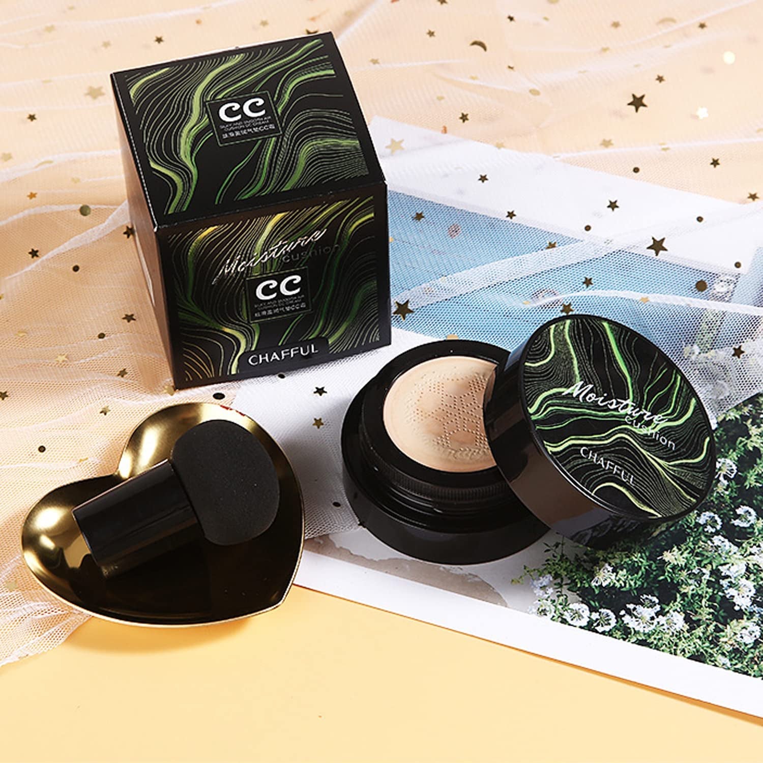 Mushroom Head Air Cushion CC Cream - Flawless Natural Foundation with SPF, Color Correcting & Anti-Aging Hydrating Serum in Warm Nude & Nude
