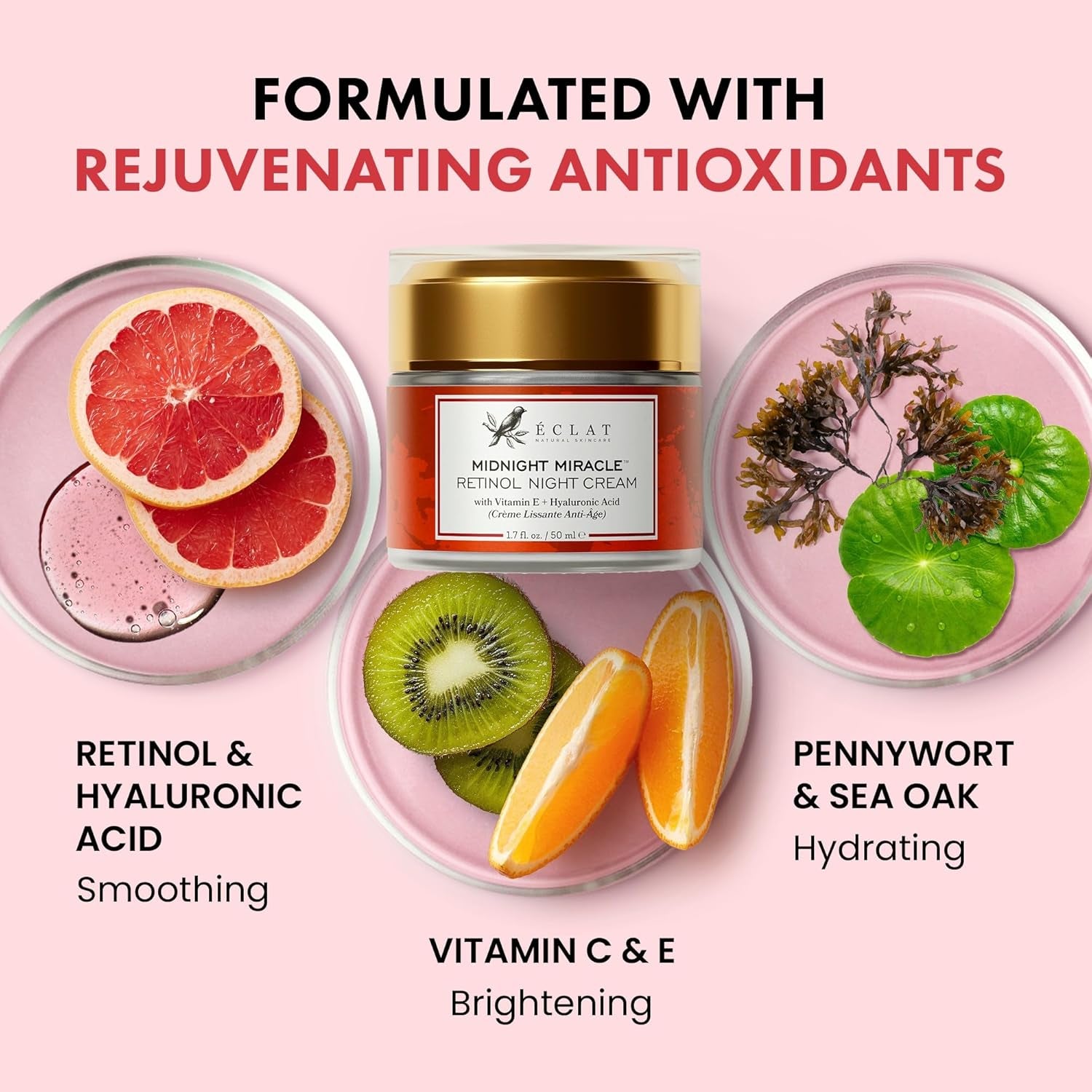 Retinol Night Cream – Renewing Retinol Cream for Face with Hyaluronic Acid – anti Aging to Smooth Wrinkles & Fine Lines - Firming & Hydrating Face Moisturizer for Women & Men 50 Ml