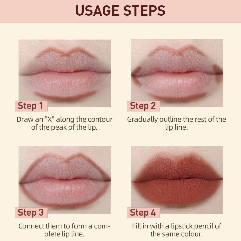 QIBEST 2-Piece Matte Velvet Lipstick and Lip Liner Set - Long Lasting, Waterproof, and Perfect for a Sexy Red Lip Look