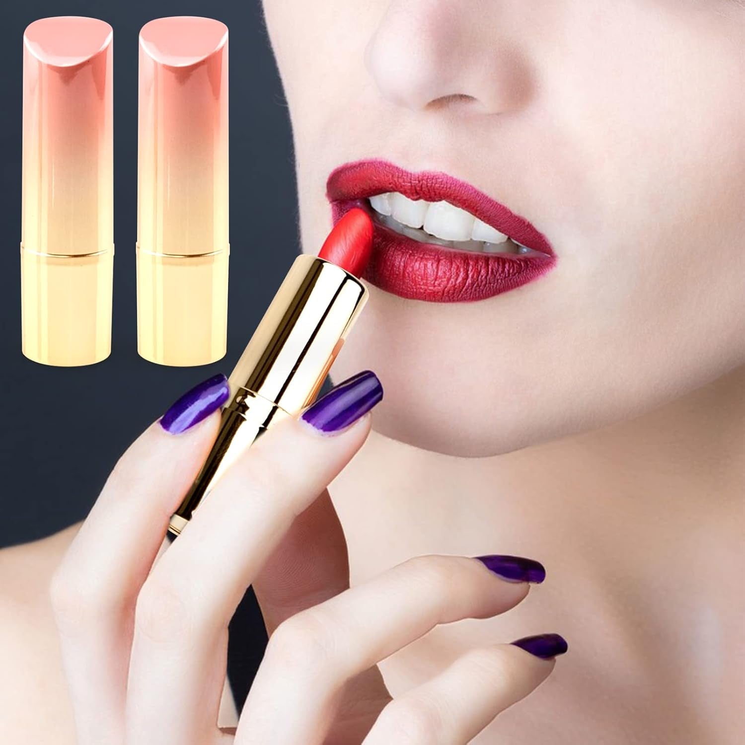 5 Pieces Empty Lipstick Tubes, 3.5G Gradient Pink Lipstick Tubes, Refillable DIY Lip Balm Tube Containers, Lip Stick Lip Balm Sample Tubes Vials