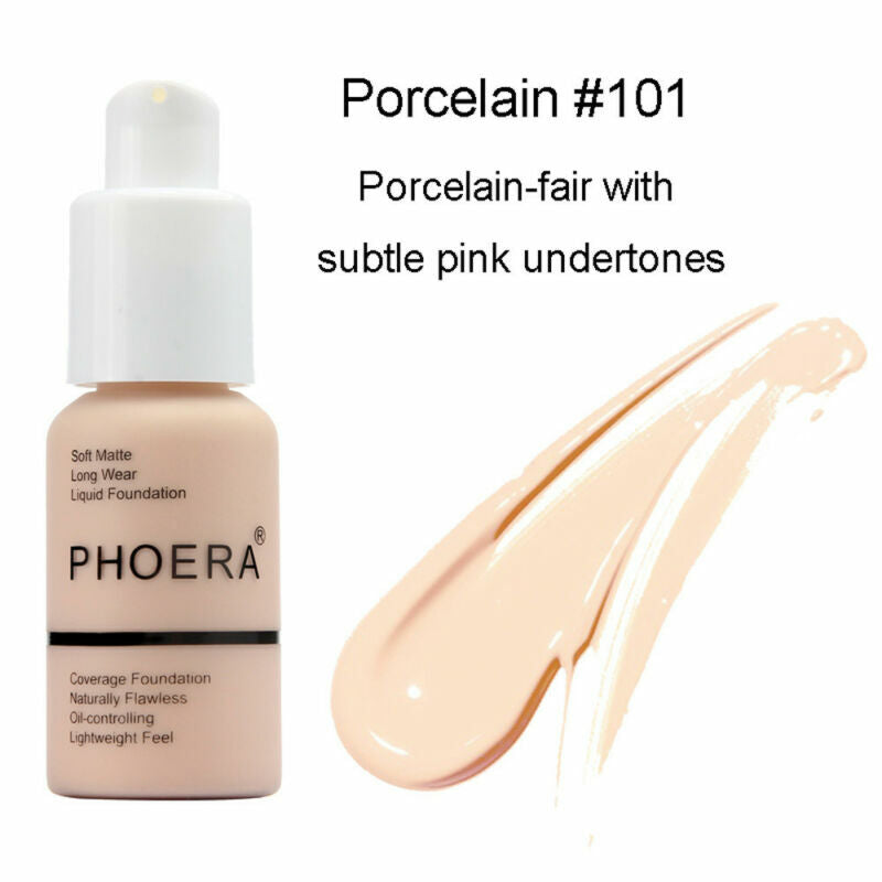 Experience Flawless Skin with PHOERA Full Coverage Foundation - Brighten and Long-Lasting Finish in Your Perfect Shade