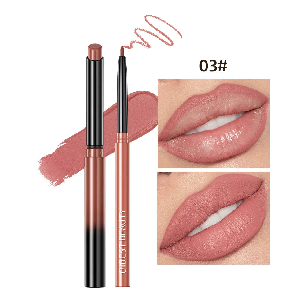 QIBEST 2-Piece Matte Velvet Lipstick and Lip Liner Set - Long Lasting, Waterproof, and Perfect for a Sexy Red Lip Look