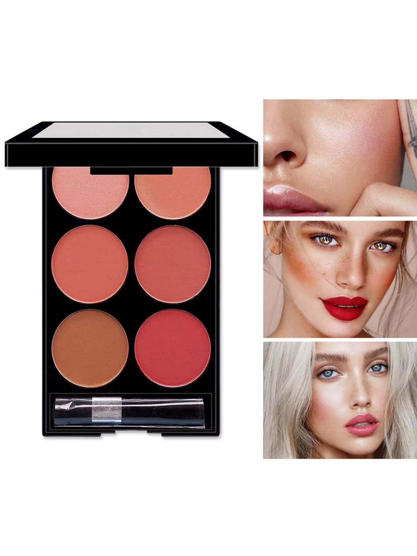 Transform Your Look with Our 6-Color All-In-One Blush and Contouring Palette - Pearlescent Matte Finish for Effortless Beauty