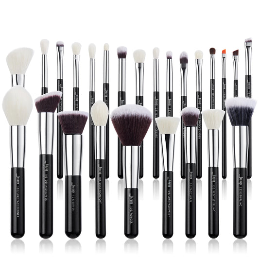 Professional 25-Piece Makeup Brush Set - Goat Hair & Synthetic Blending Brushes for Flawless Foundation, Contouring, and Eyeshadow Application