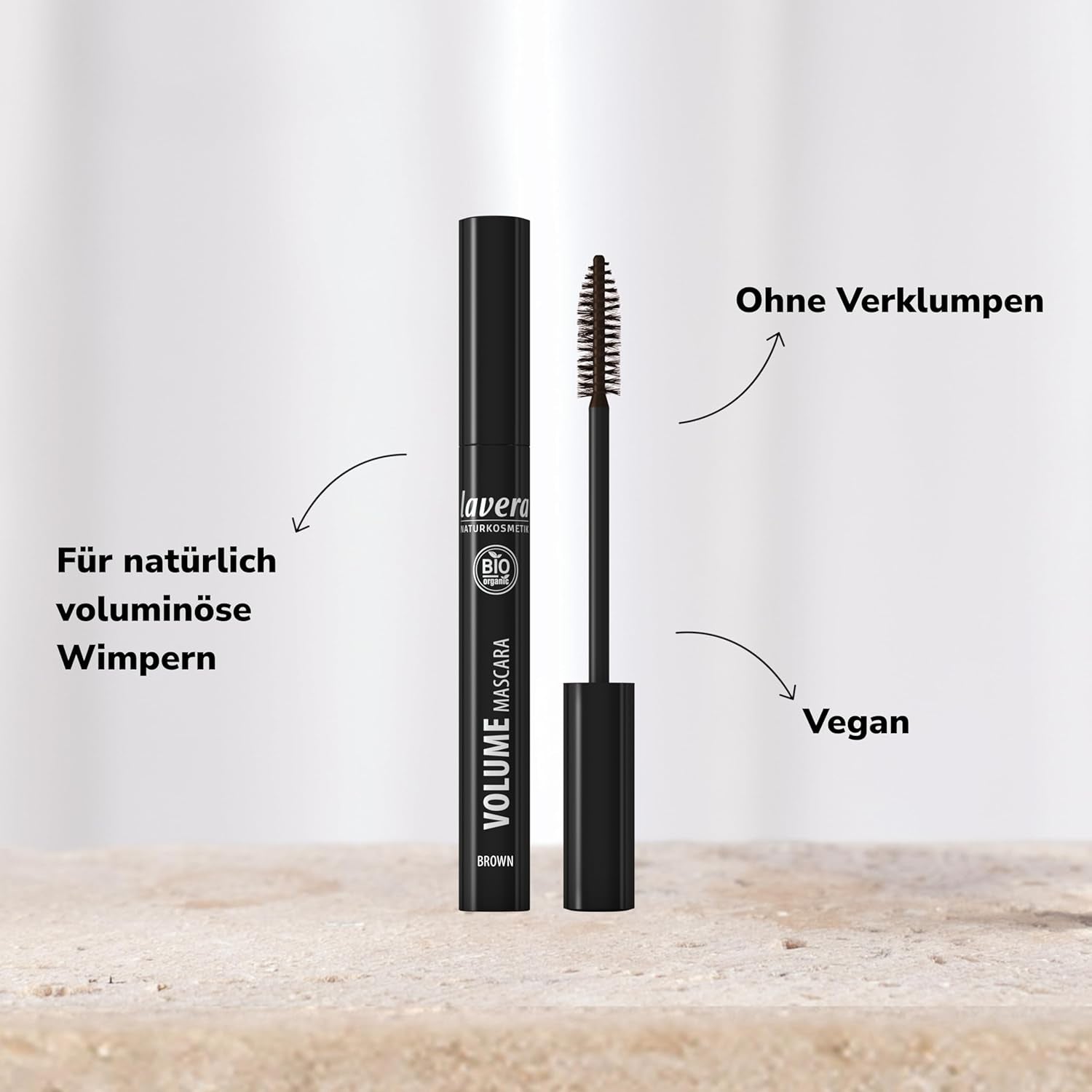 Volume Mascara - Black - Voluminous Mascara with Shea Butter & Sunflower Oil for Lang Lasting Results - Eye Make up - Black Mascara - PETA Certified - Vegan - Made in Germany - 0.3 Fl Oz