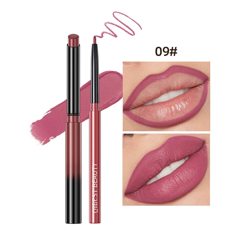 QIBEST 2-Piece Matte Velvet Lipstick and Lip Liner Set - Long Lasting, Waterproof, and Perfect for a Sexy Red Lip Look