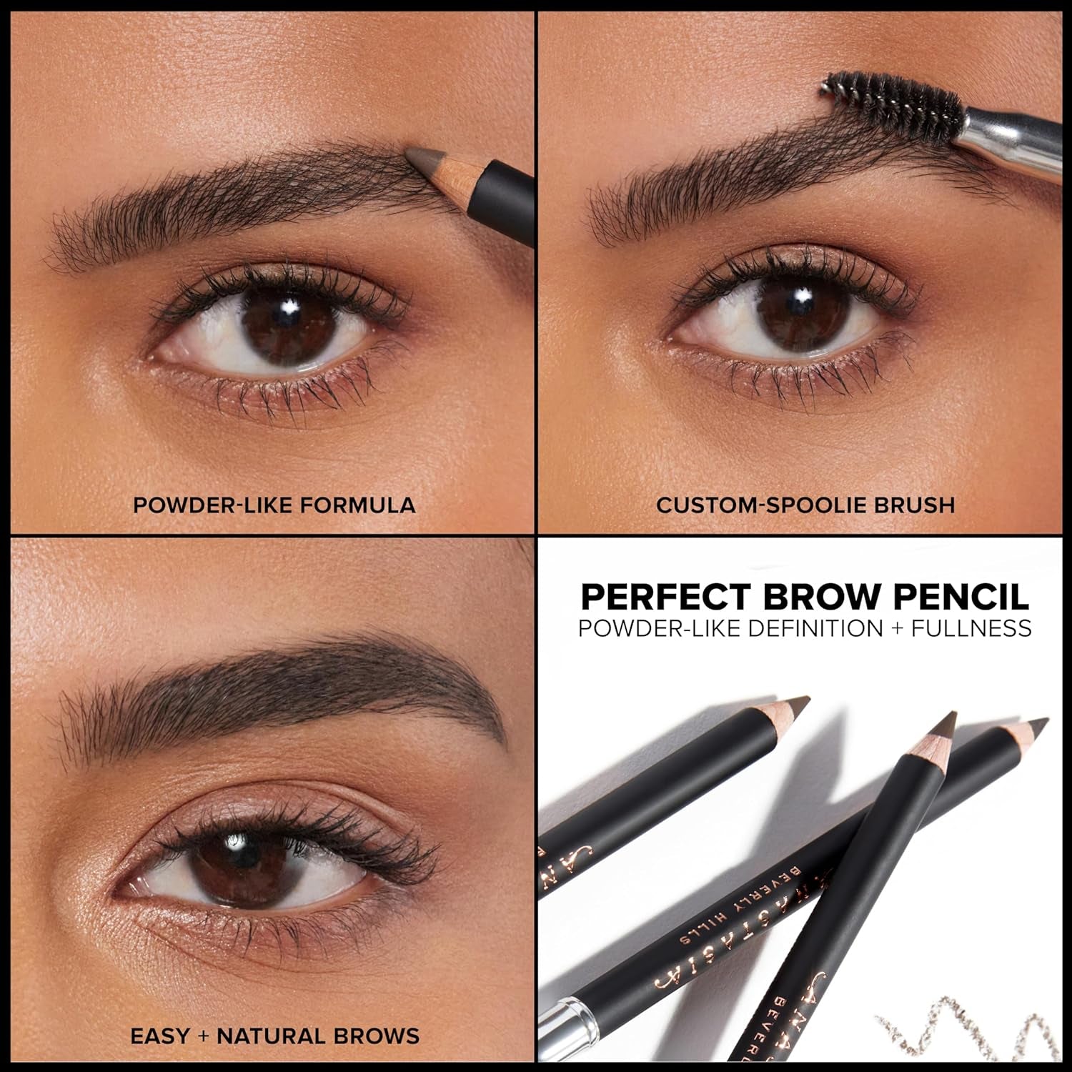Perfect Brow Pencil - Dual-Ended Eyebrow Pencil with Spoolie Brush, Full-Pigment Powder-Like Formula for Natural-Looking Defined Brows