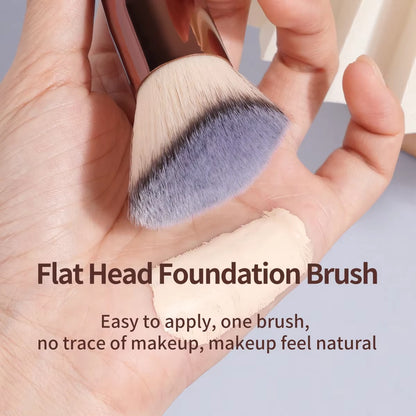 Elevate Your Makeup Game with the 2PCS Flat Angled Kabuki Foundation Brush Set - Perfect for Flawless Application and Seamless Blending!