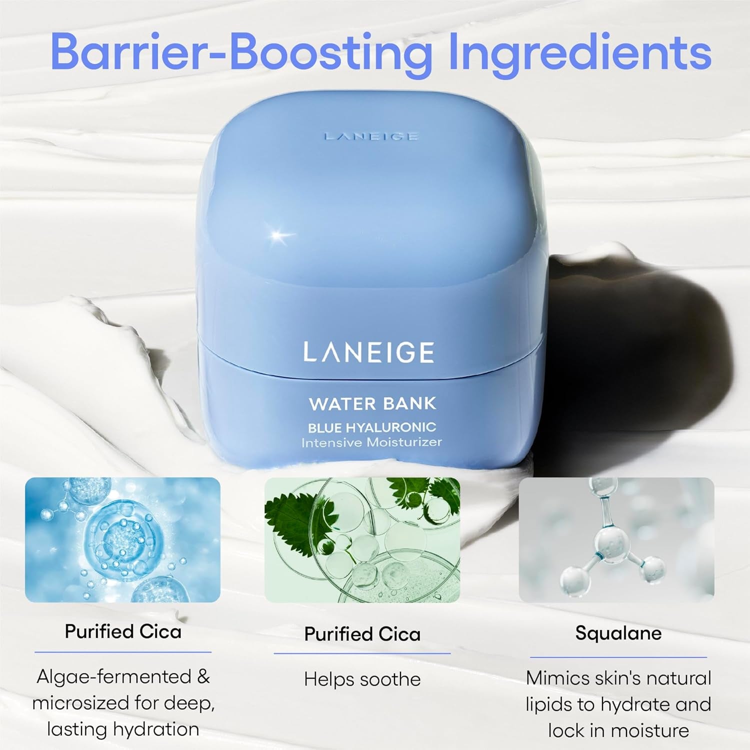 Revitalize Your Skin with Water Bank Blue Hyaluronic Intensive Moisturizer - Ultimate Hydration Cream for Extra Dry Skin Featuring Squalane & Peptides for Enhanced Skin Barrier Support