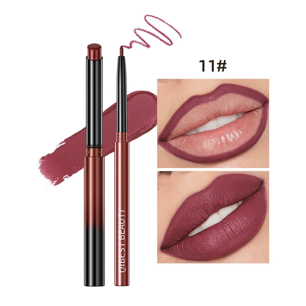 QIBEST 2-Piece Matte Velvet Lipstick and Lip Liner Set - Long Lasting, Waterproof, and Perfect for a Sexy Red Lip Look