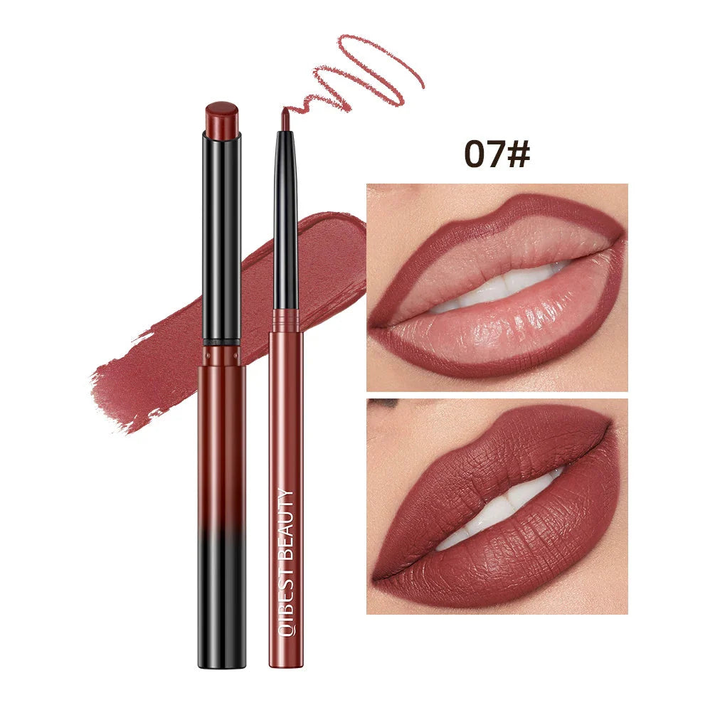 QIBEST 2-Piece Matte Velvet Lipstick and Lip Liner Set - Long Lasting, Waterproof, and Perfect for a Sexy Red Lip Look