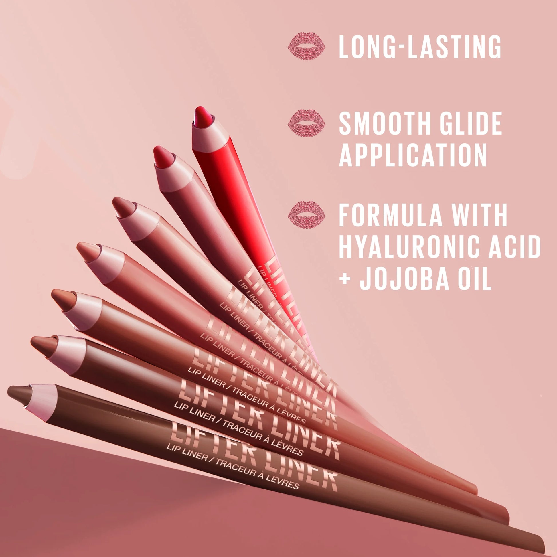 (2 Pack)  Lifter Liner Lip Liner Makeup with Hyaluronic Acid, Cross the Line, 0.04 Oz