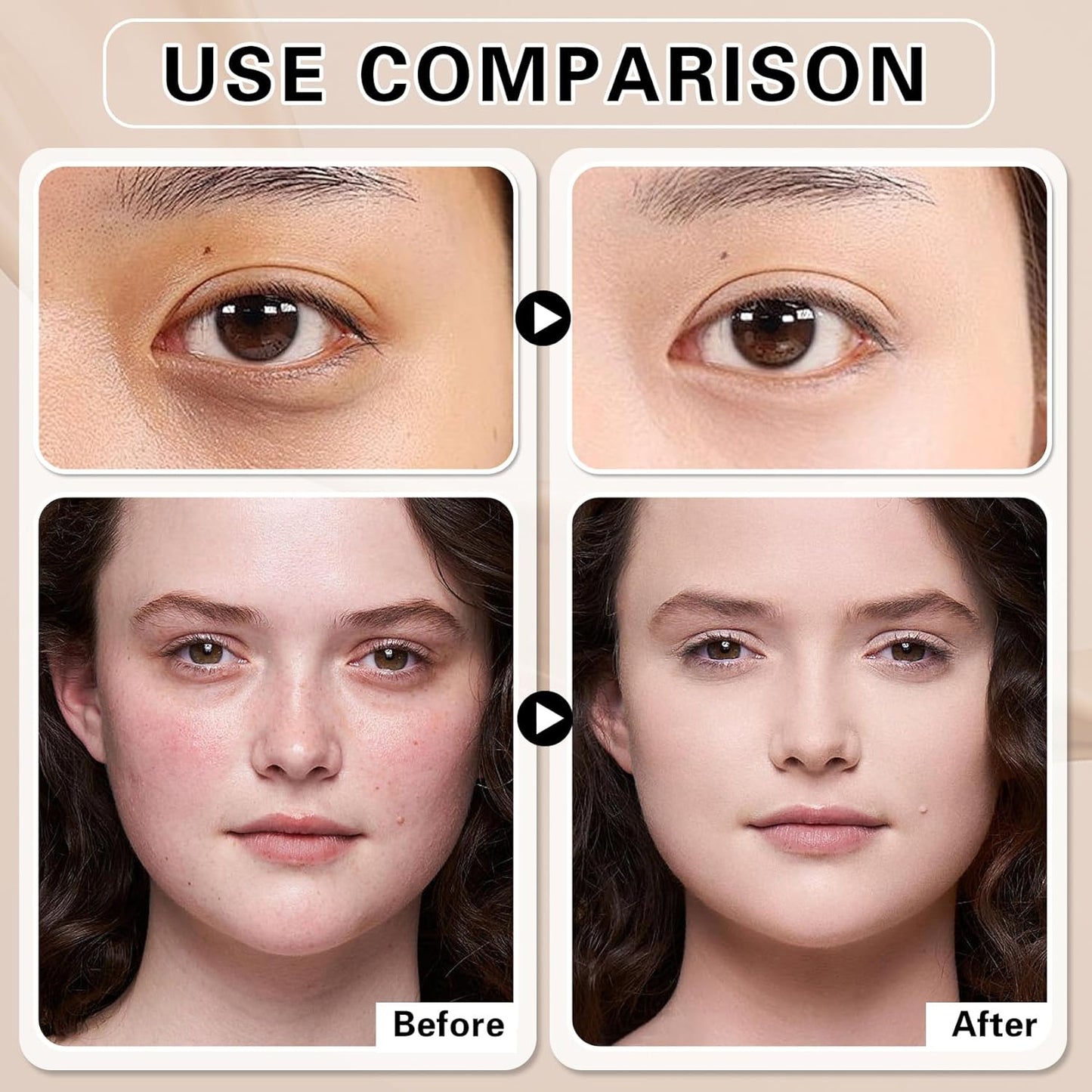 Under Eye Concealer for Dark Circles with Primer,Pot Concealer Full Coverage Tattoo Cover up Makeup,Nourishing and Moisturizing,Cruelty-Free（04 Light）