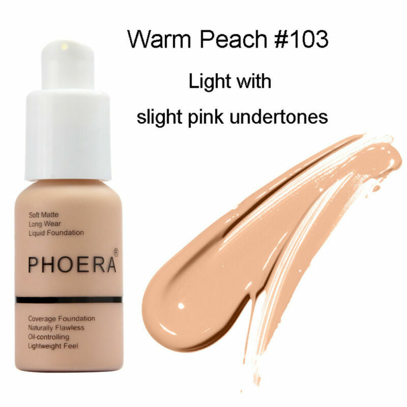 Experience Flawless Skin with PHOERA Full Coverage Foundation - Brighten and Long-Lasting Finish in Your Perfect Shade