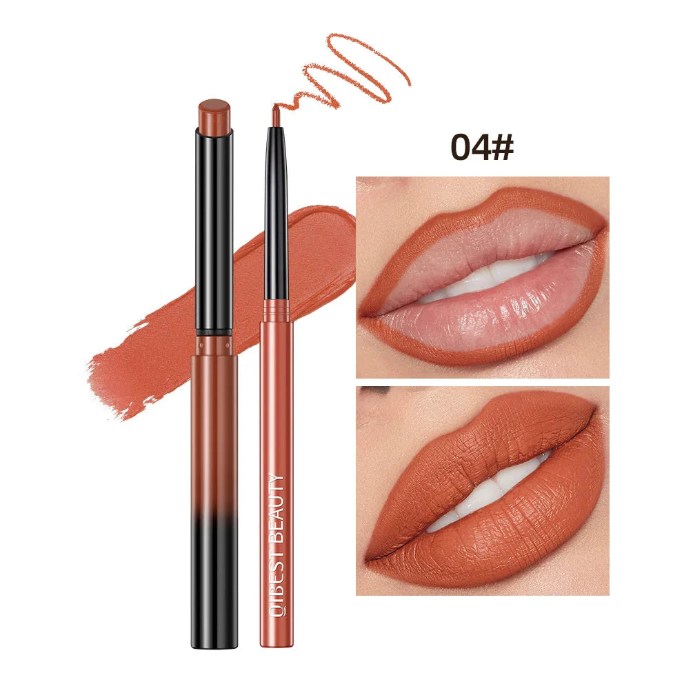 QIBEST 2-Piece Matte Velvet Lipstick and Lip Liner Set - Long Lasting, Waterproof, and Perfect for a Sexy Red Lip Look