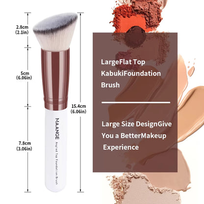 Elevate Your Makeup Game with the 2PCS Flat Angled Kabuki Foundation Brush Set - Perfect for Flawless Application and Seamless Blending!