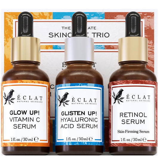 Face Serum Set – Vitamin C, Retinol, Hyaluronic Acid for Hydration & Anti-Aging – Brightening & Firming Facial Serums – 3 Pack Face Care Set