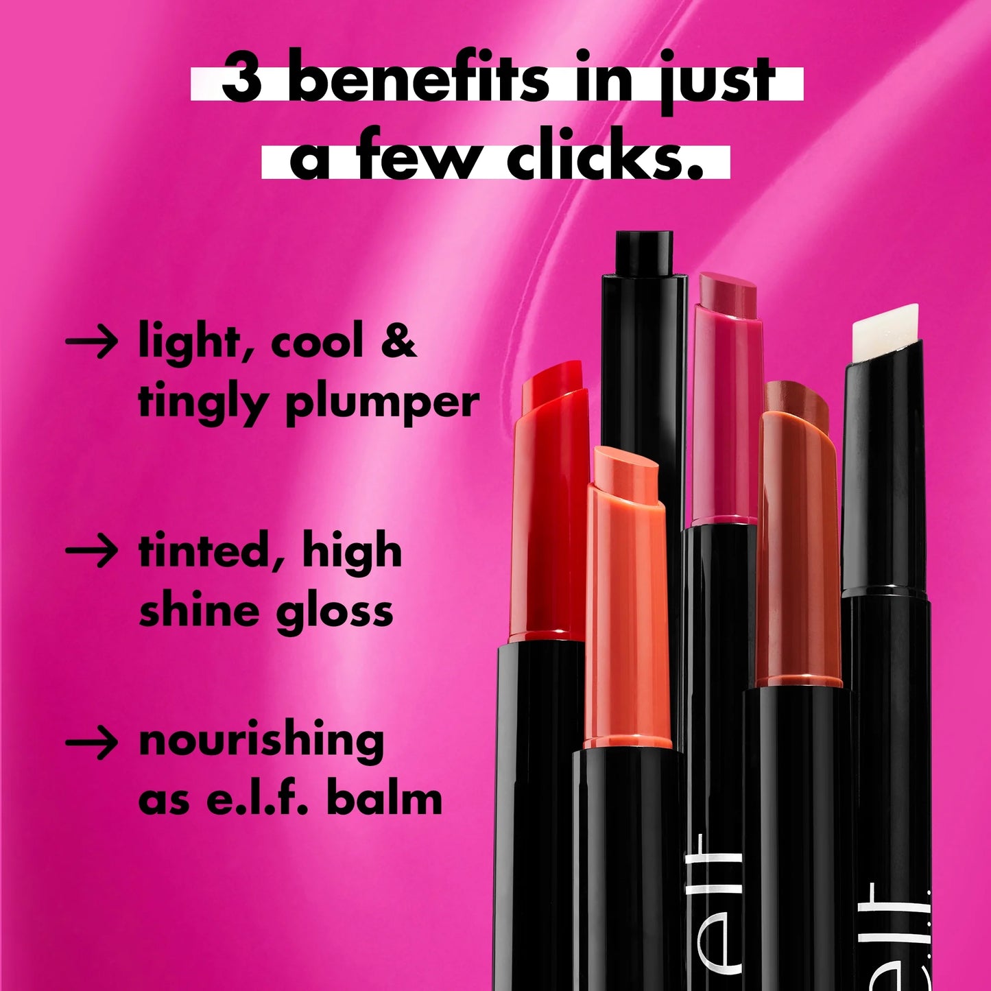 E.L.F. Pout Clout Lip Plumping Pen - Clear Shine for Luscious Lips, 0.07 Oz